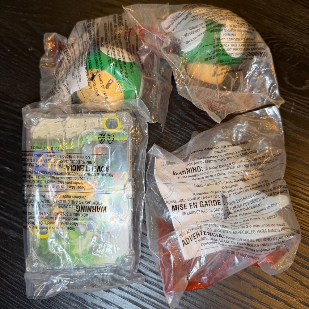 Nintendo Super Mario McDonald's Happy Meal Toy Lot 2017‎ 2018 Factory Sealed 4pc